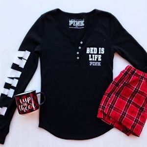 PINK Victoria's Secret Intimates & Sleepwear - ✨PINK VS Black Henley Sleep SHIRT ONLY - BRAND NEW PINK Victoria's Secret Intimates & Sleepwear - ✨PINK VS Black Henley Sleep SHIRT ONLY - BRAND NEW